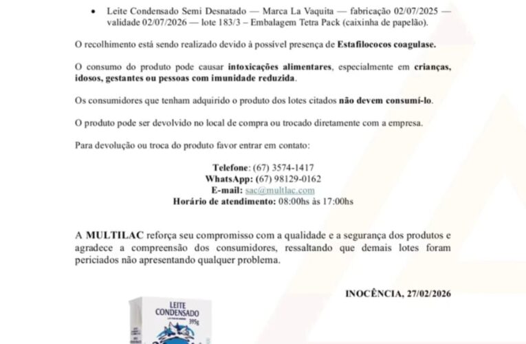 Nota de Recall MULTLAC